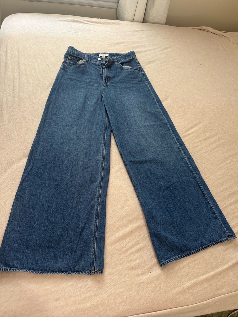 H&M Wide-Leg Jeans in Dark Blue Denim